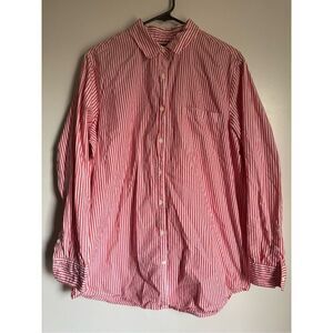 Banana Republic men’s red striped 100% cotton button shirt sz L beachy breathabl